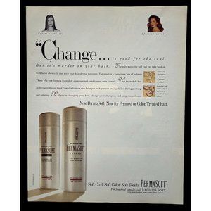 Permasoft Hair Care Print Ad Vintage 1994 Shampoo Conditioner Hair Stylist